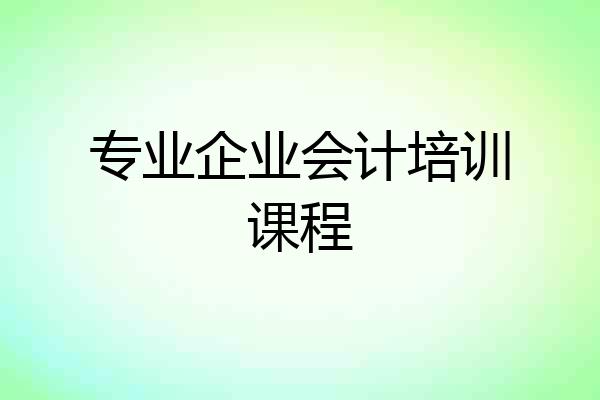 专业企业会计培训课程