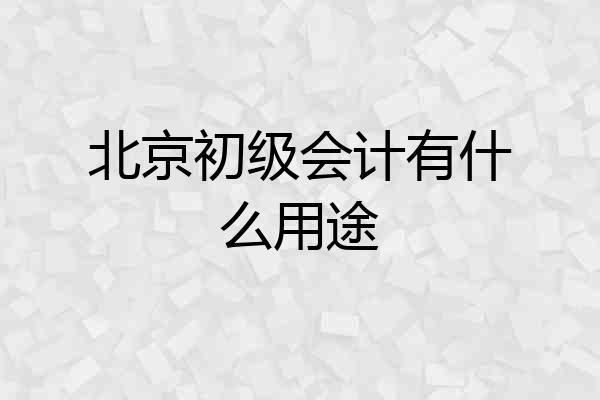 北京初级会计有什么用途