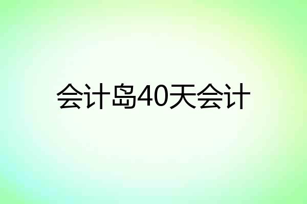 会计岛40天会计