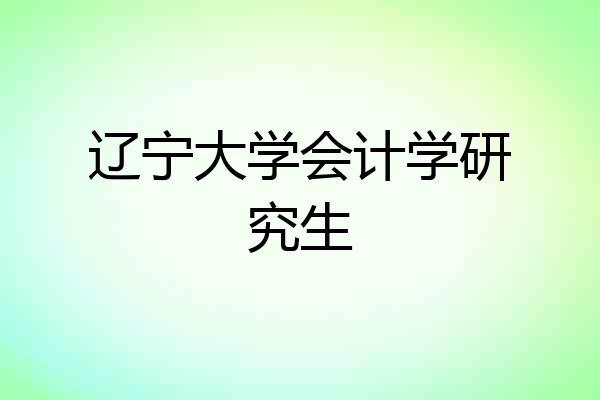 辽宁大学会计学研究生