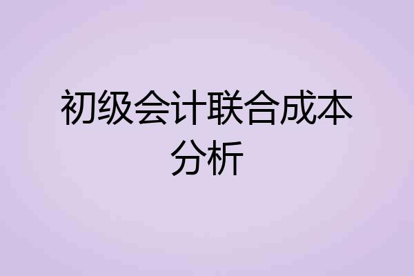 初级会计联合成本分析