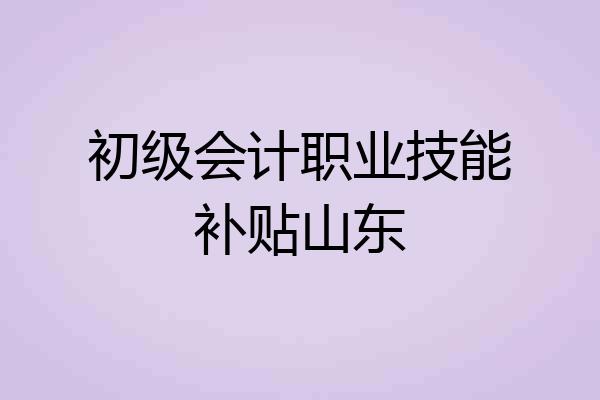 初级会计职业技能补贴山东