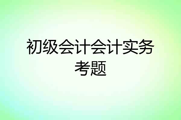 初级会计会计实务考题