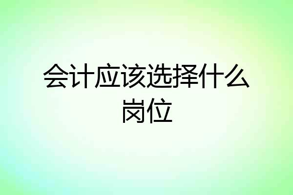 会计应该选择什么岗位