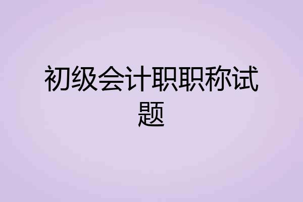 初级会计职职称试题