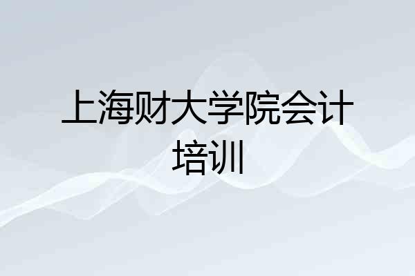 上海财大学院会计培训