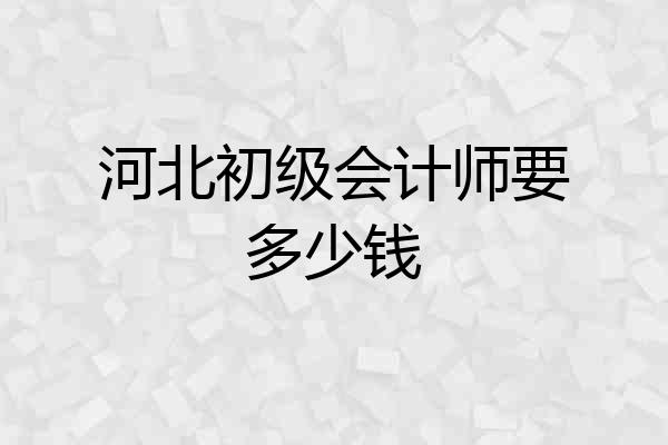 河北初级会计师要多少钱
