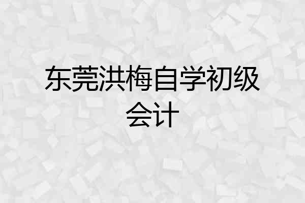 东莞洪梅自学初级会计