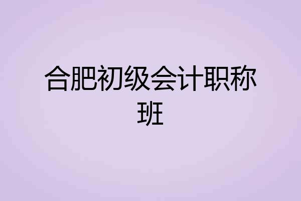 合肥初级会计职称班