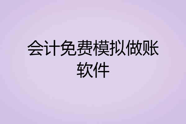 会计免费模拟做账软件