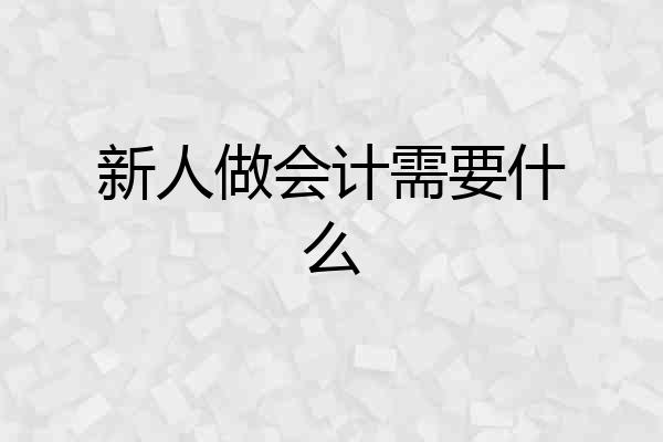 新人做会计需要什么
