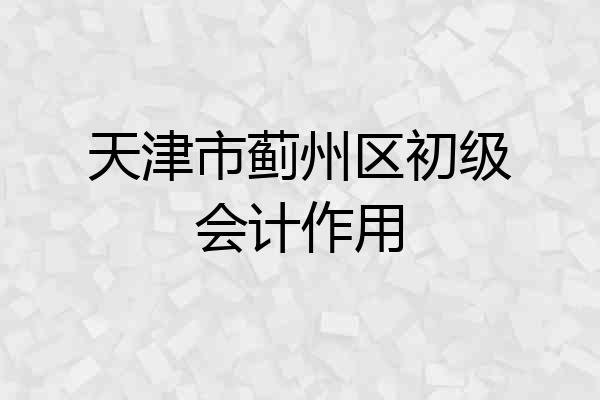 天津市蓟州区初级会计作用