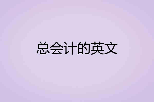 总会计的英文