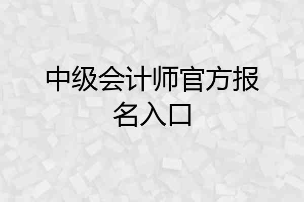 中级会计师官方报名入口