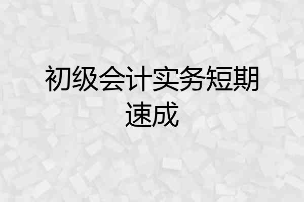 初级会计实务短期速成