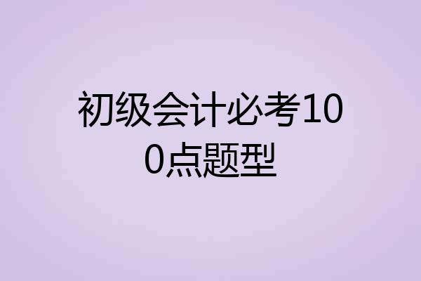 初级会计必考100点题型