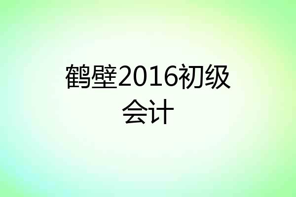 鹤壁2016初级会计