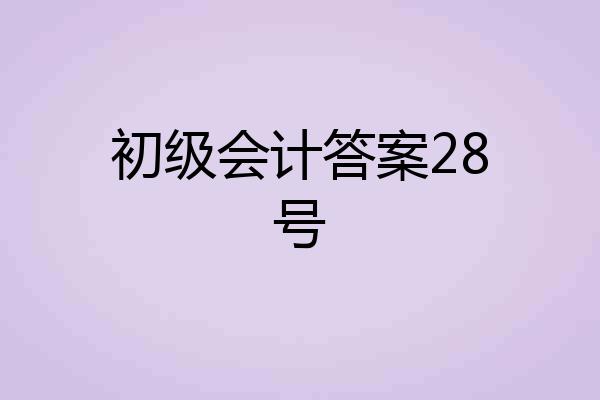 初级会计答案28号