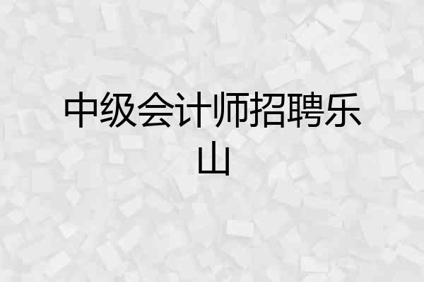 中级会计师招聘乐山