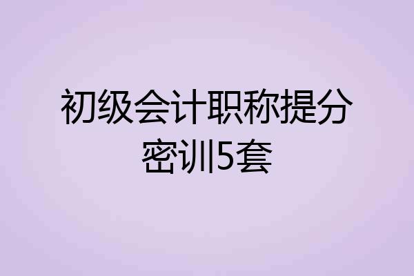 初级会计职称提分密训5套