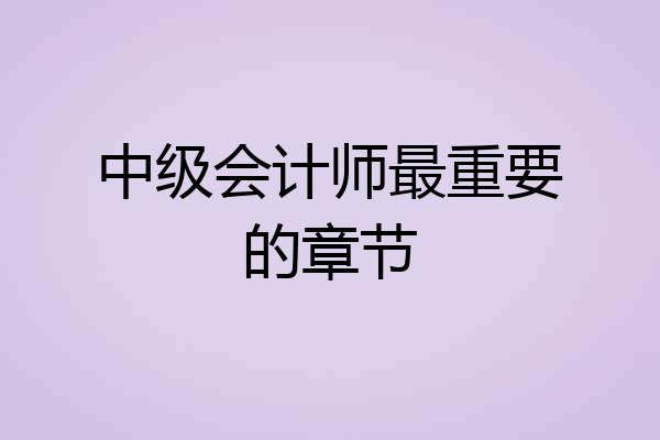 中级会计师最重要的章节