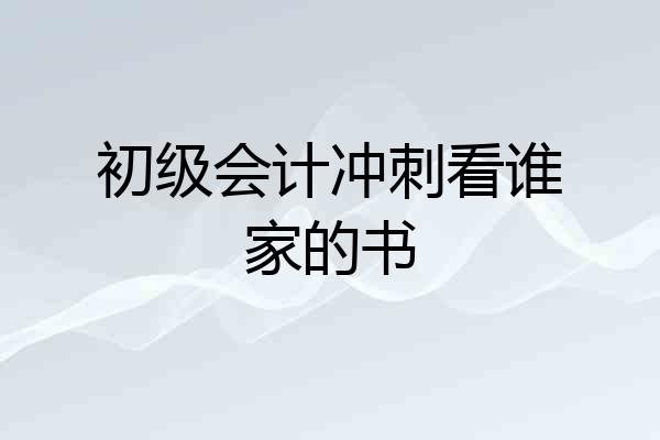 初级会计冲刺看谁家的书