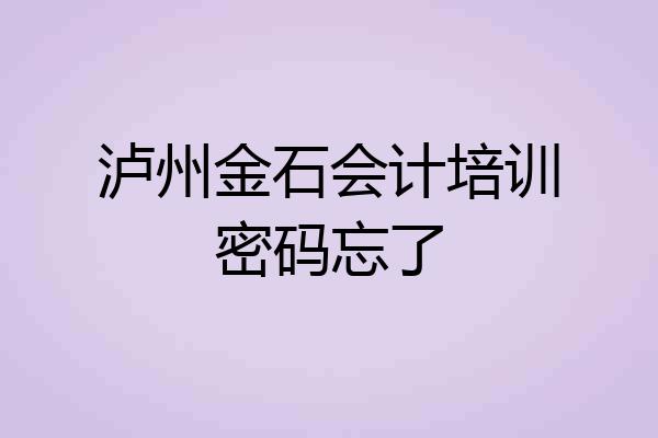 泸州金石会计培训密码忘了