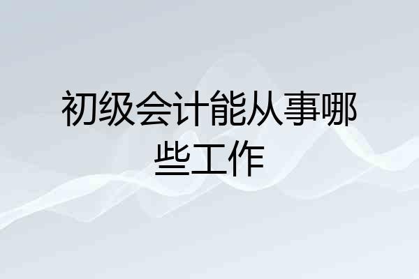 初级会计能从事哪些工作