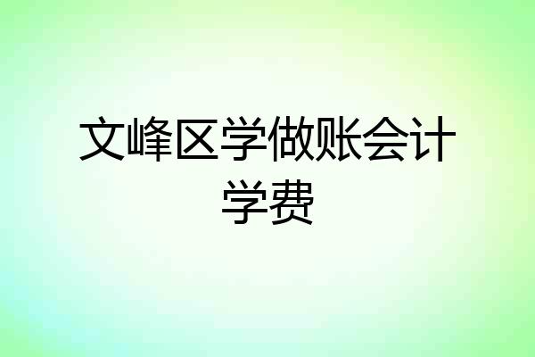 文峰区学做账会计学费