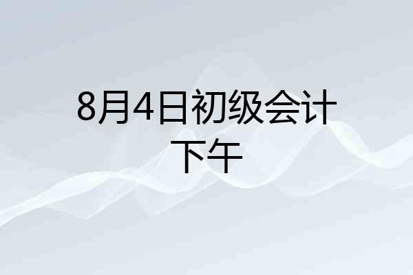 8月4日初级会计下午