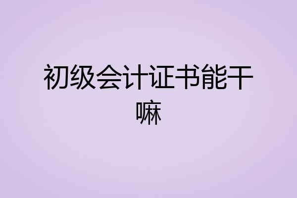 初级会计证书能干嘛