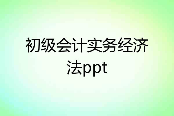 初级会计实务经济法ppt