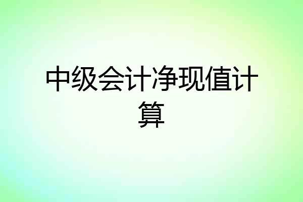 中级会计净现值计算