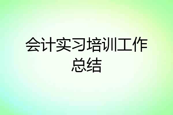 会计实习培训工作总结