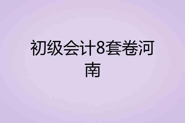 初级会计8套卷河南