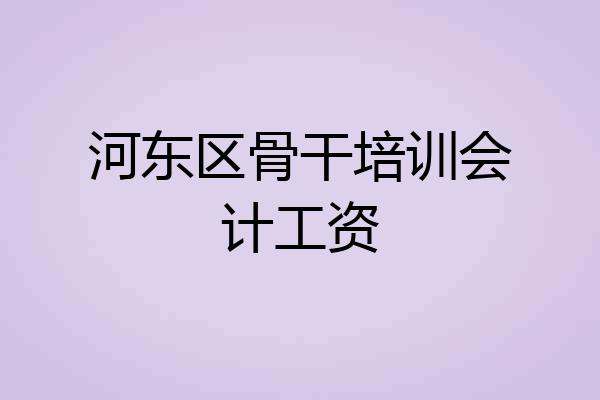 河东区骨干培训会计工资