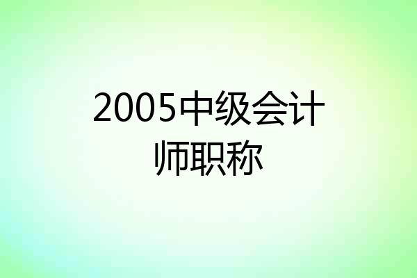 2005中级会计师职称