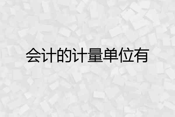 会计的计量单位有