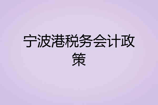 宁波港税务会计政策