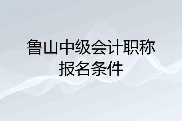 鲁山中级会计职称报名条件
