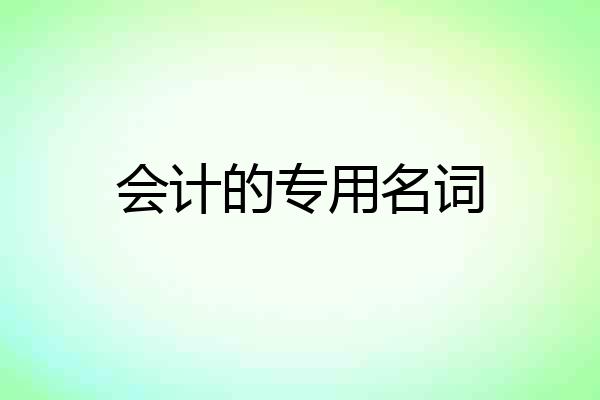 会计的专用名词