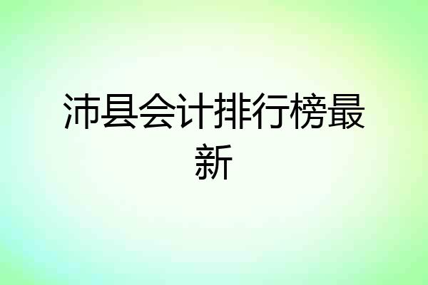 沛县会计排行榜最新