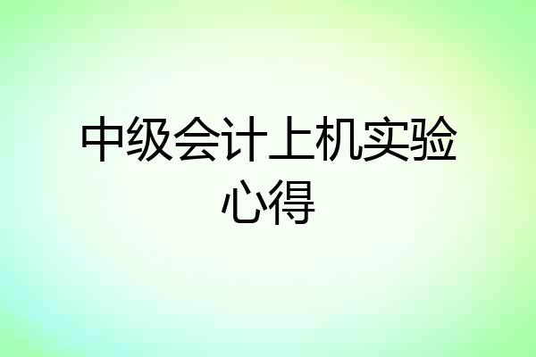 中级会计上机实验心得