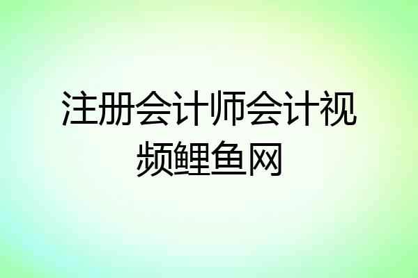 注册会计师会计视频鲤鱼网
