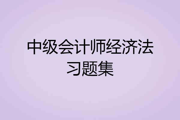 中级会计师经济法习题集