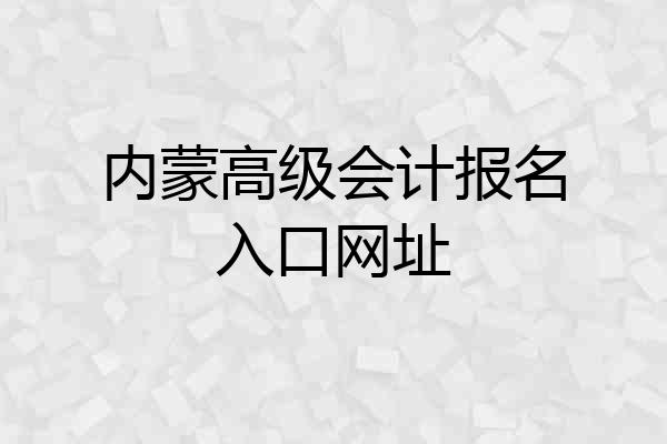 内蒙高级会计报名入口网址
