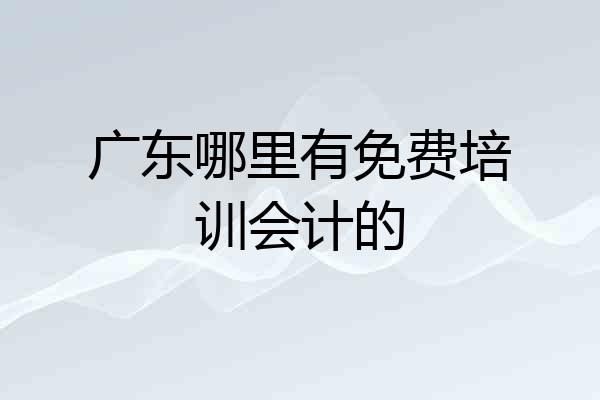 广东哪里有免费培训会计的