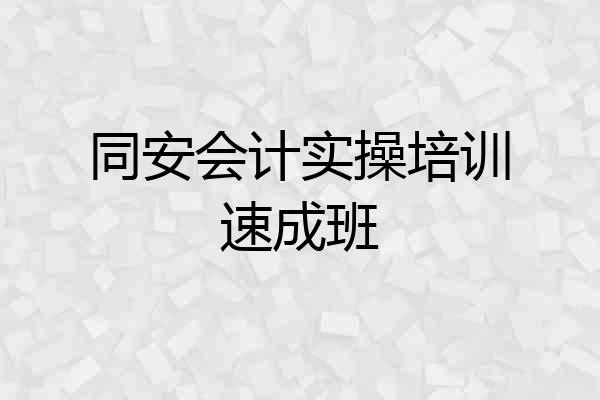 同安会计实操培训速成班