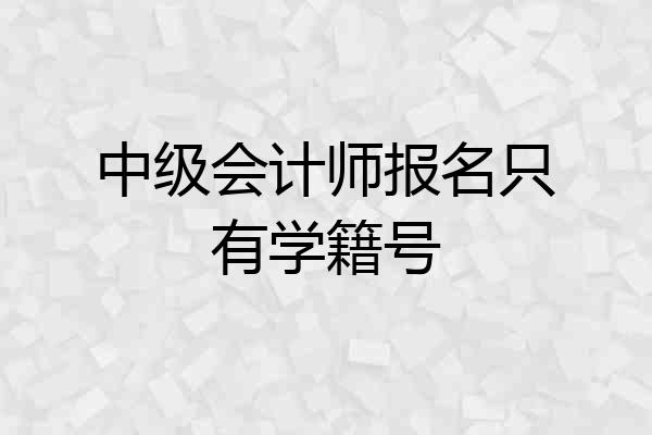 中级会计师报名只有学籍号