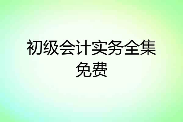 初级会计实务全集免费